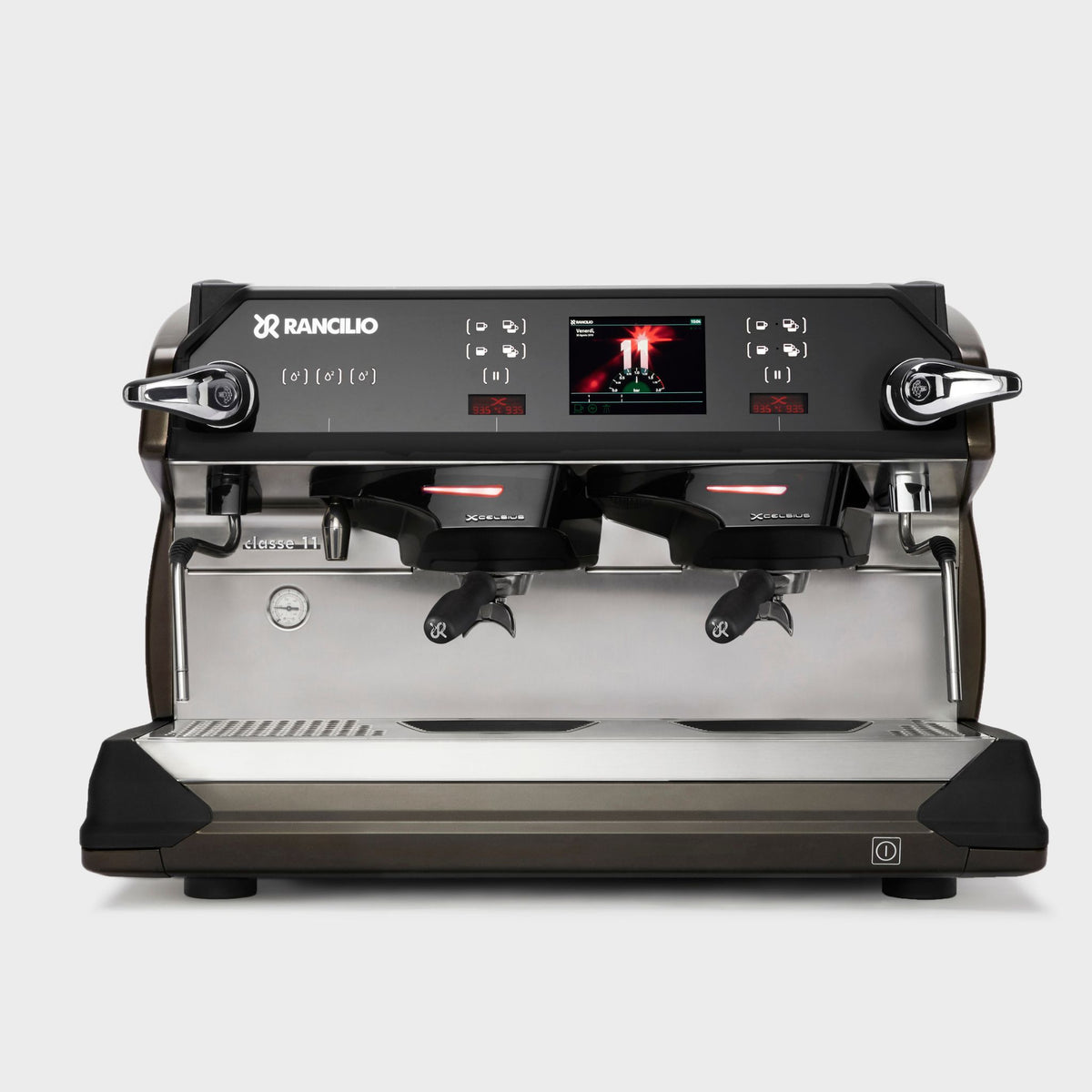 Touchscreen controls on the Rancilio Classe 11 USB Xcelsius commercial barista espresso machine