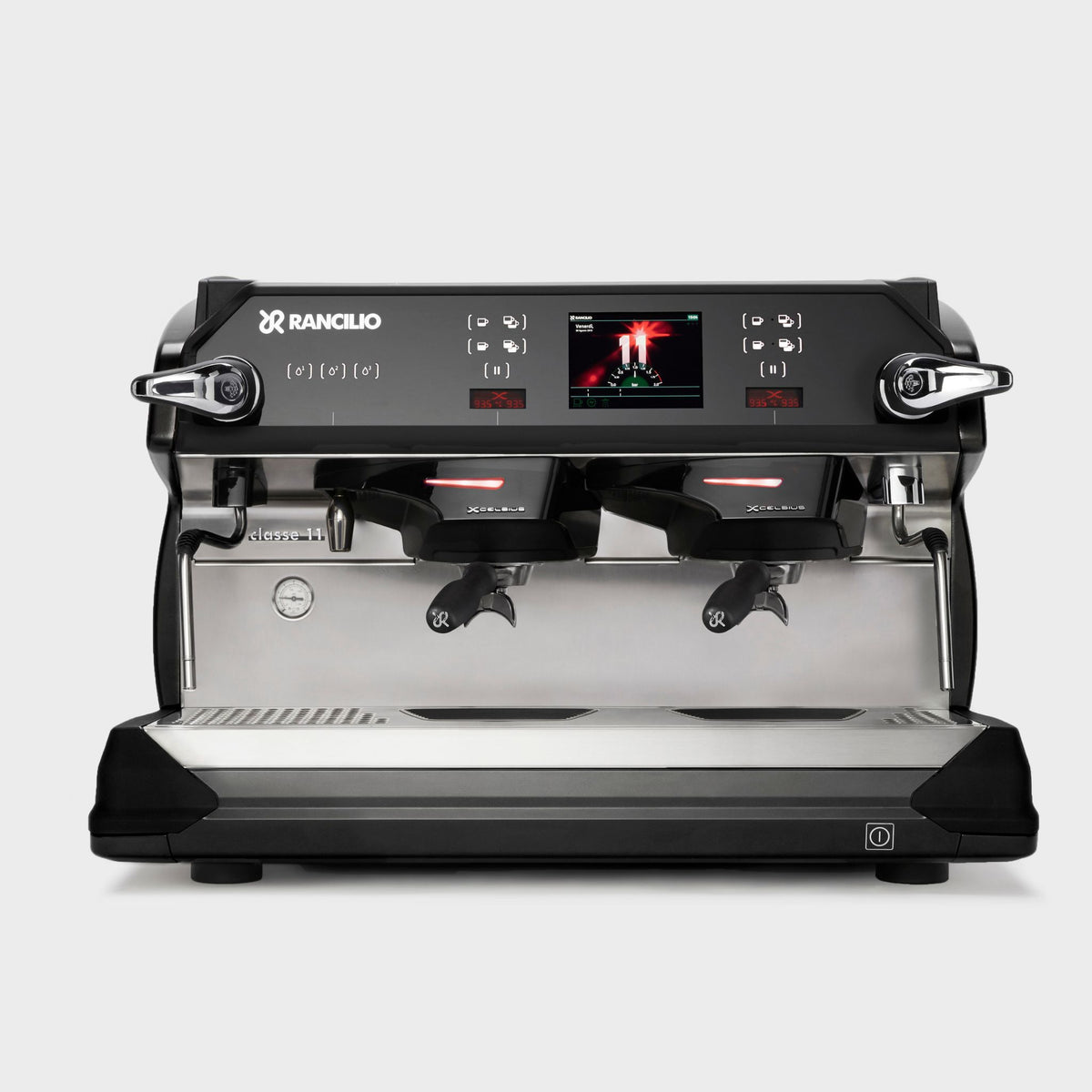 Dedicated brewing group display on the Rancilio Classe 11 USB Xcelsius commercial barista espresso machine