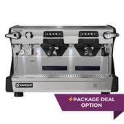 Rancilio Classe 5 CRONO Tall espresso machine package with RMD64 grinder and knock out drawer - buy or lease