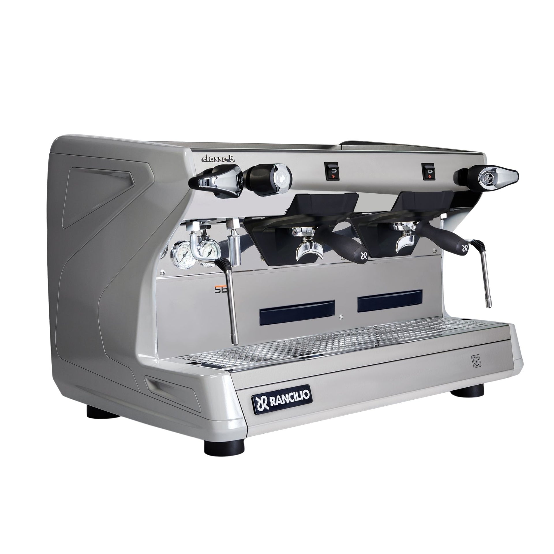 Grey Rancilio Classe 5 CRONO Tall traditional espresso machine side profile