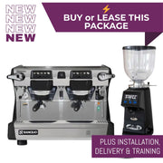 Rancilio Classe 5 ECO CRONO Tall espresso machine package with RMD64 grinder and knock-out drawer - buy or lease