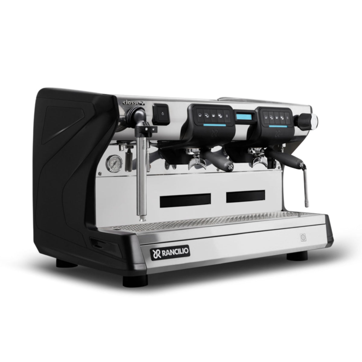 Rancilio Classe 7 USB Tall 2 group commercial barista espresso machine -front-side profile - black