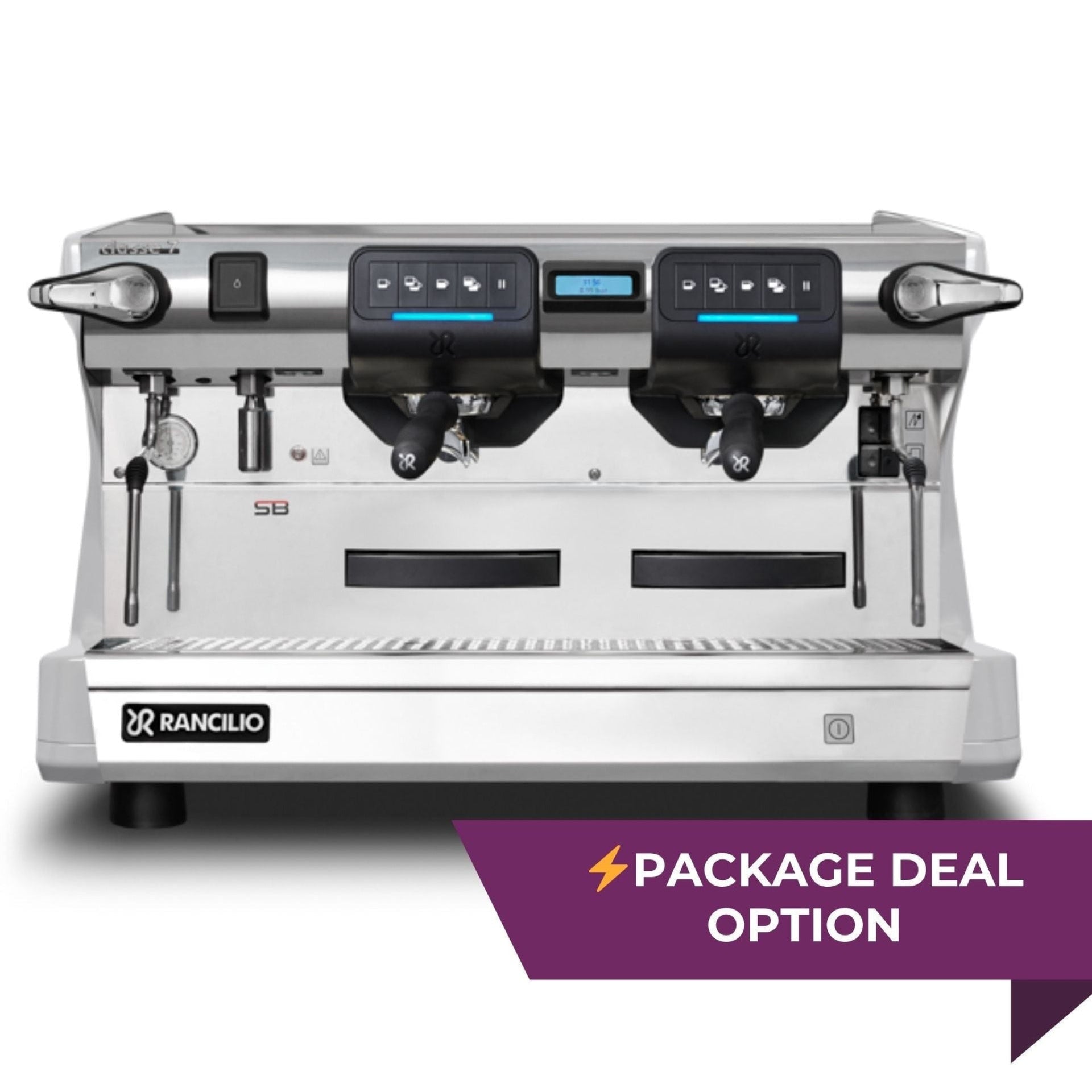 Rancilio Classe 7 USB Tall 2 group commercial espresso machine for cafés restaurants and speciality coffee shops - with package deal option - white