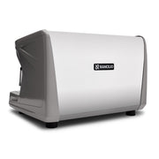 Side and rear profile of the Rancilio Classe 7 USB Tall professional espresso   machine - grey