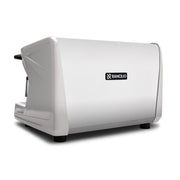 Side and rear profile of the Rancilio Classe 7 USB Tall professional espresso   machine - white