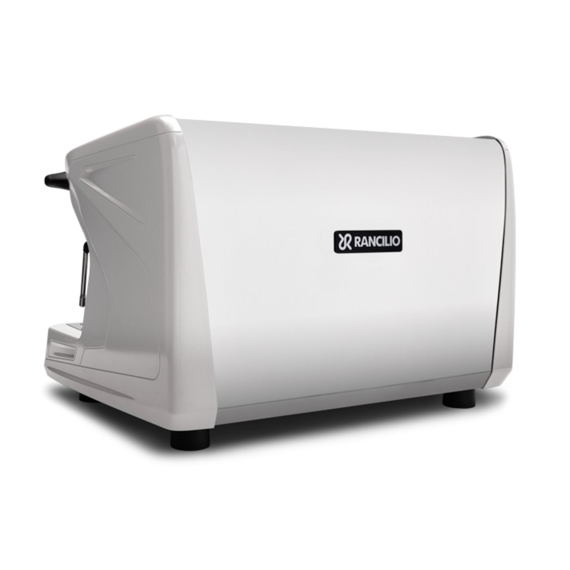 Side and rear profile of the Rancilio Classe 7 USB Tall professional espresso   machine - white
