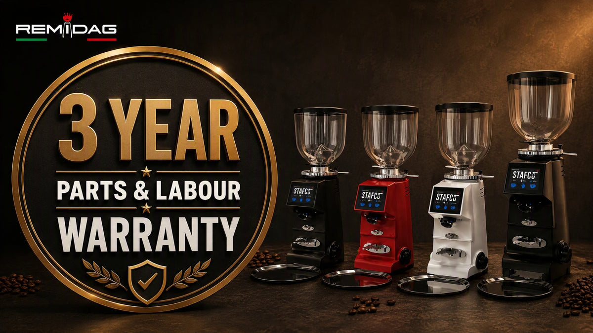 Remidag commercial coffee grinders with free 3 year warranty as standard