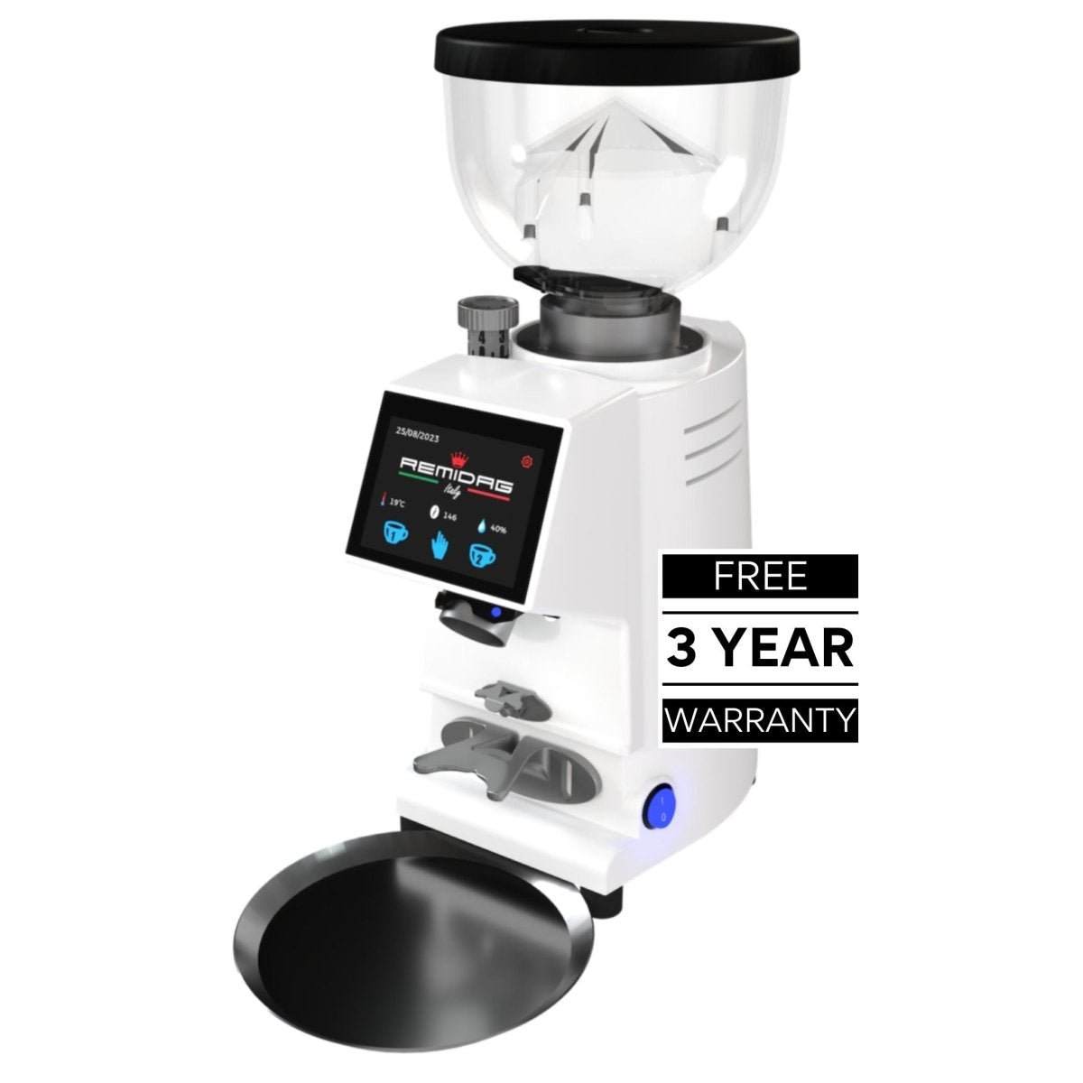 Remidag RD58-OD-PRO white on-demand commercial coffee grinder - buy or lease