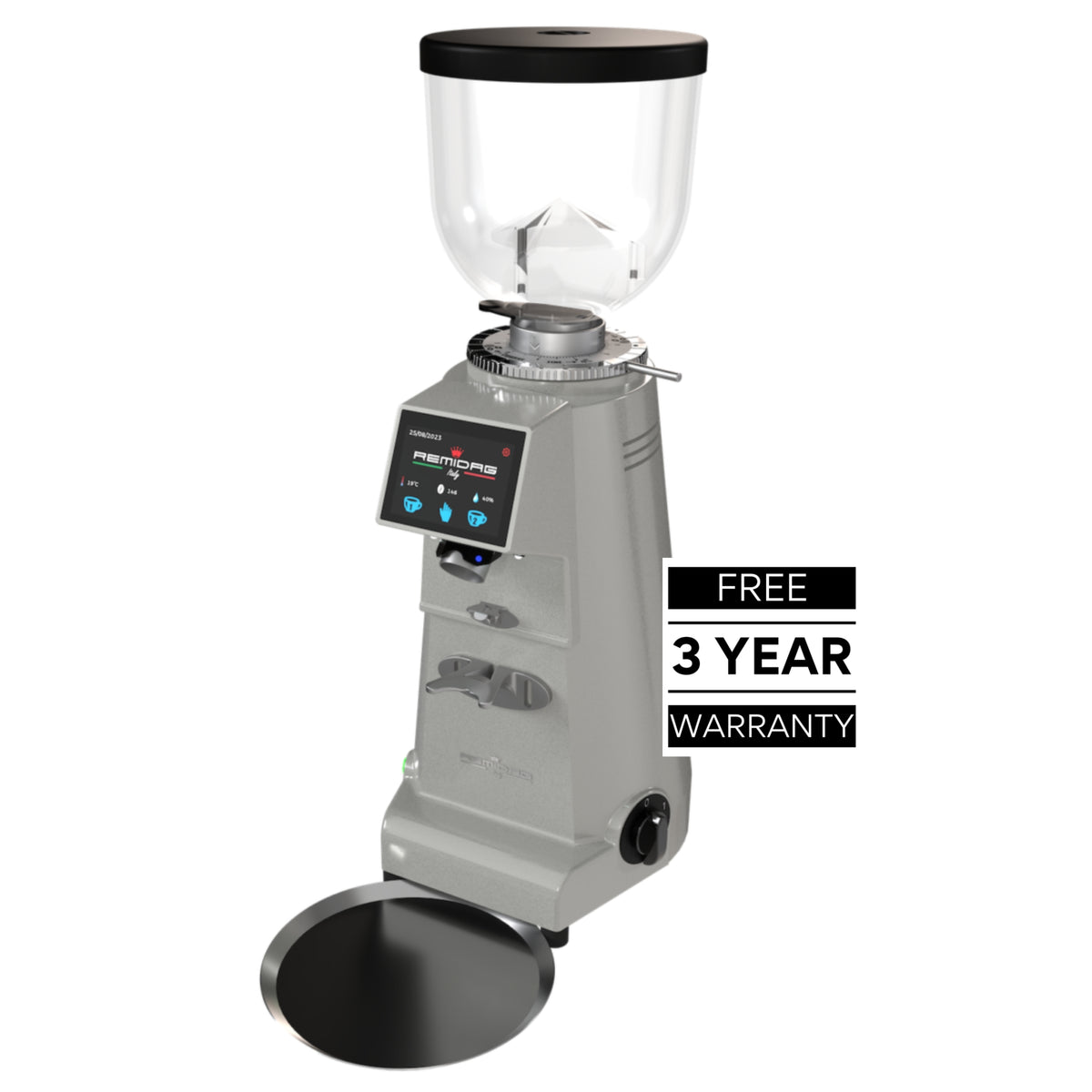 Remidag RD83 PRO-OD metallic grey on-demand commercial coffee grinder