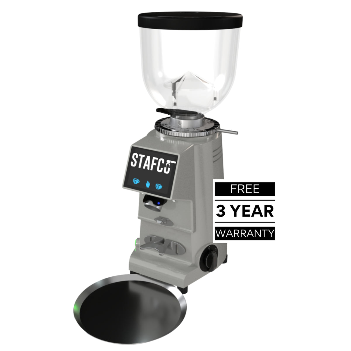 Remidag RMD64-OD-PRO metallic grey on-demand commercial coffee grinder
