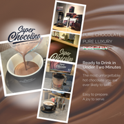 PURE CHOCOLATE | PURE LUXURY | PURE ITALY |  MADE SIMPLE 
.Just add milk and Super Chocolino powder. Ready to drink in under 2 minutes