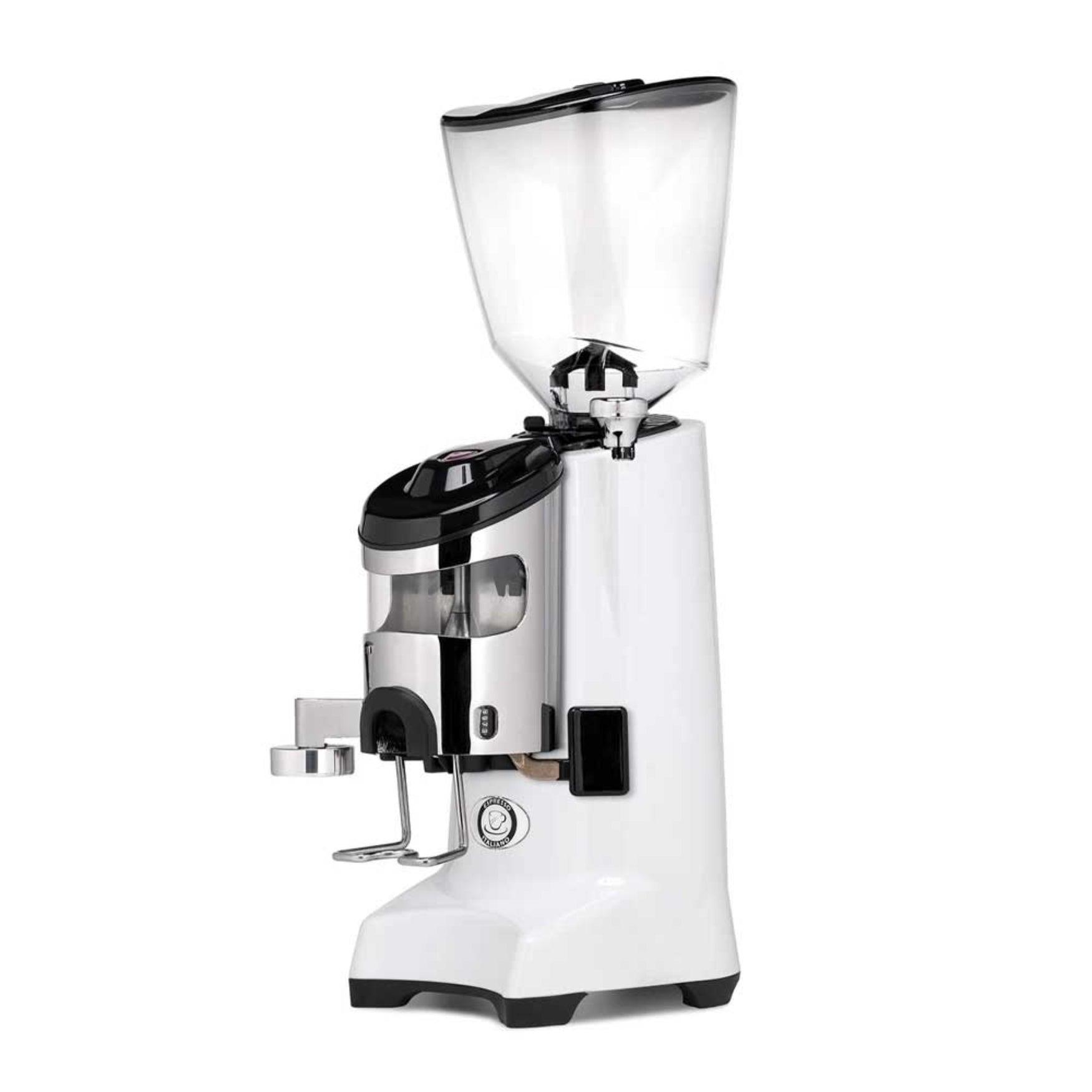 white Eureka Olympus K 75mm flat burr white commercial coffee grinder – available to buy or lease from StafCo UK.