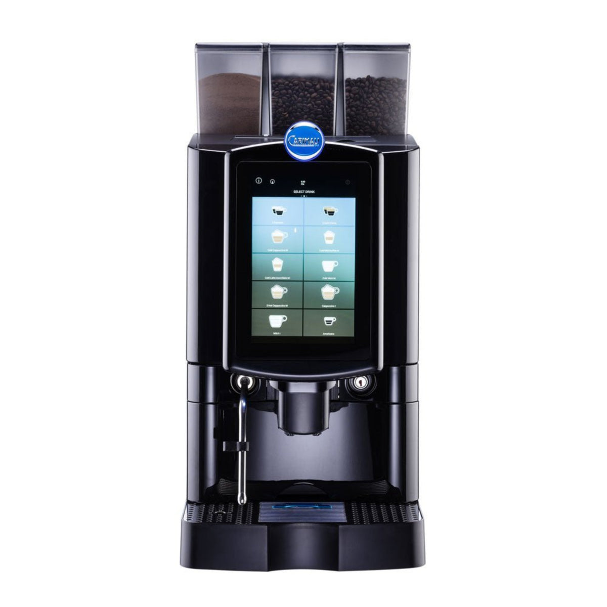 Black Carimali Armonia Ultra Easy soluble milk self-service bean-to-cup coffee machine