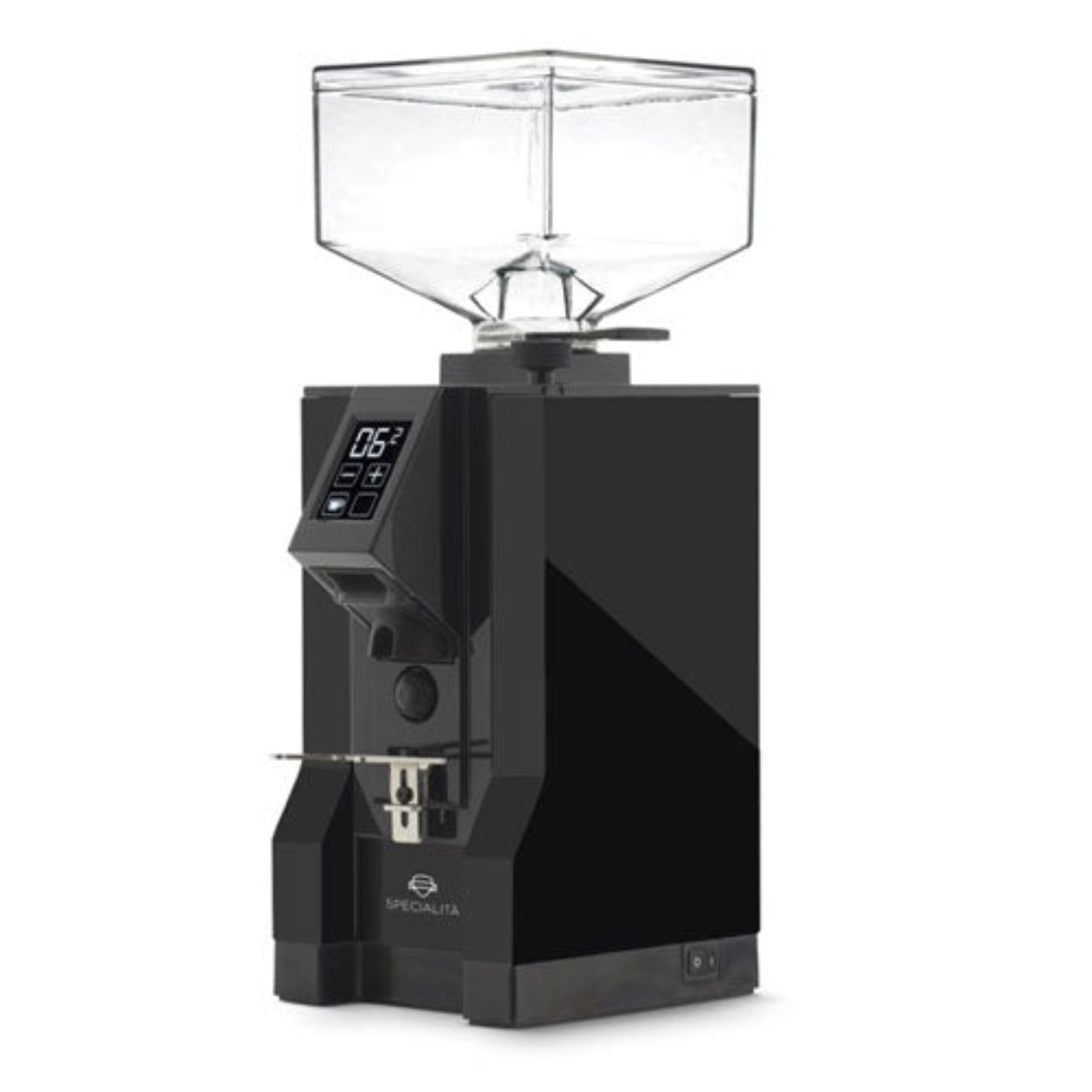 Eureka Mignon Specialita black coffee grinder with 55mm flat burrs and digital timer – available to buy or lease from StafCo UK.