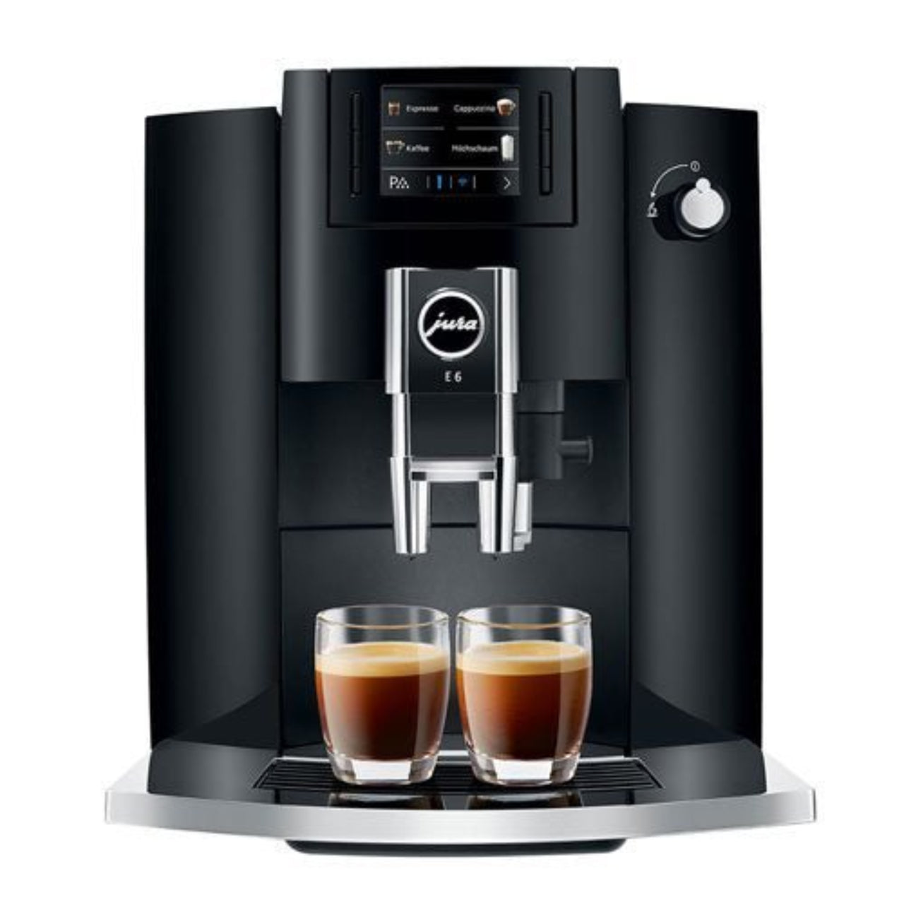 JURA E6 bean-to-cup coffee machine with fresh milk system for home or office