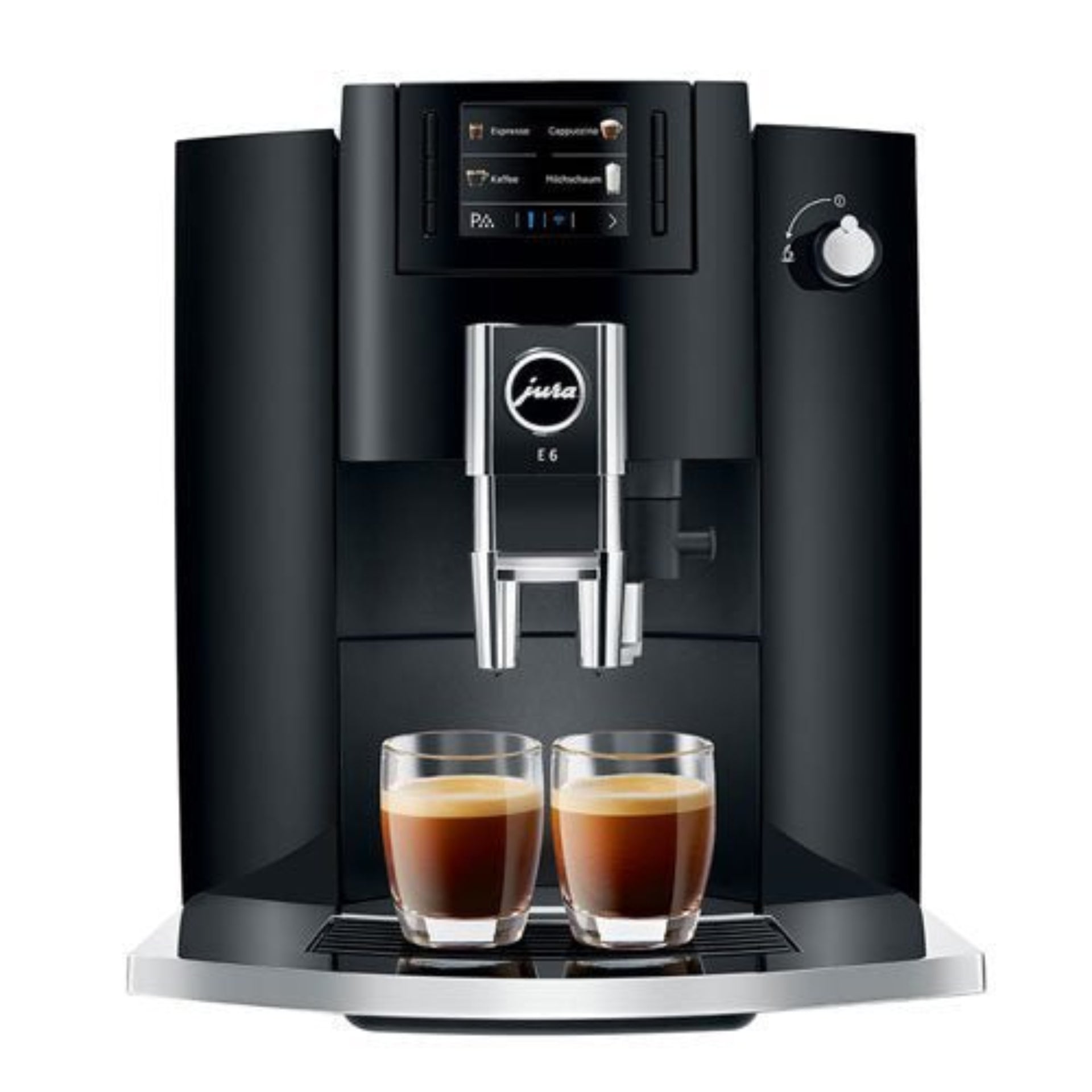 JURA E6 bean-to-cup coffee machine with fresh milk system for home or office