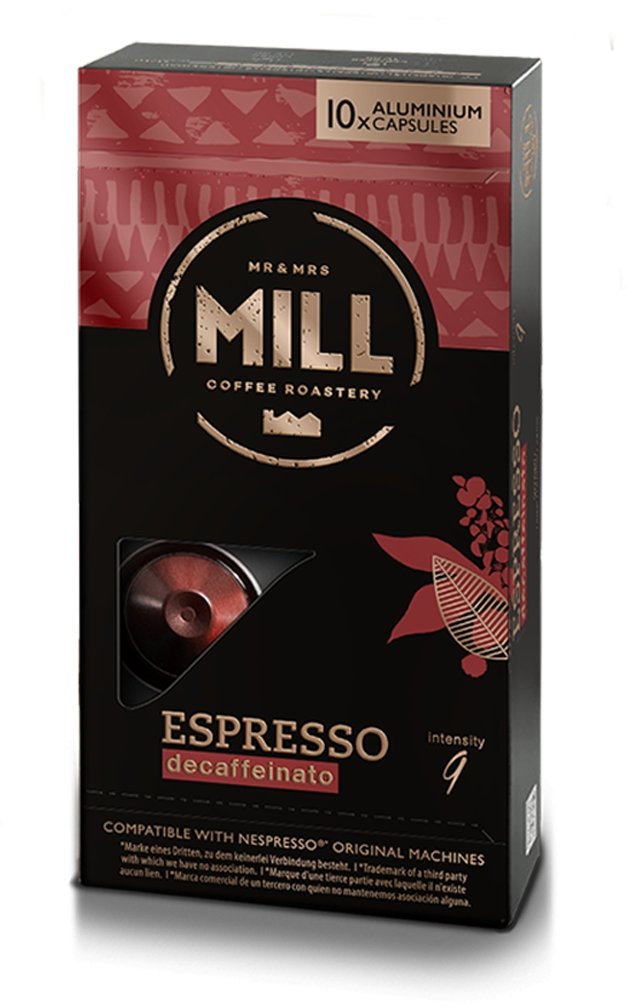 K-Fee Nespresso Compatible Capsules Mr & Mrs Mill - Decaffeinato - Stafco Coffee