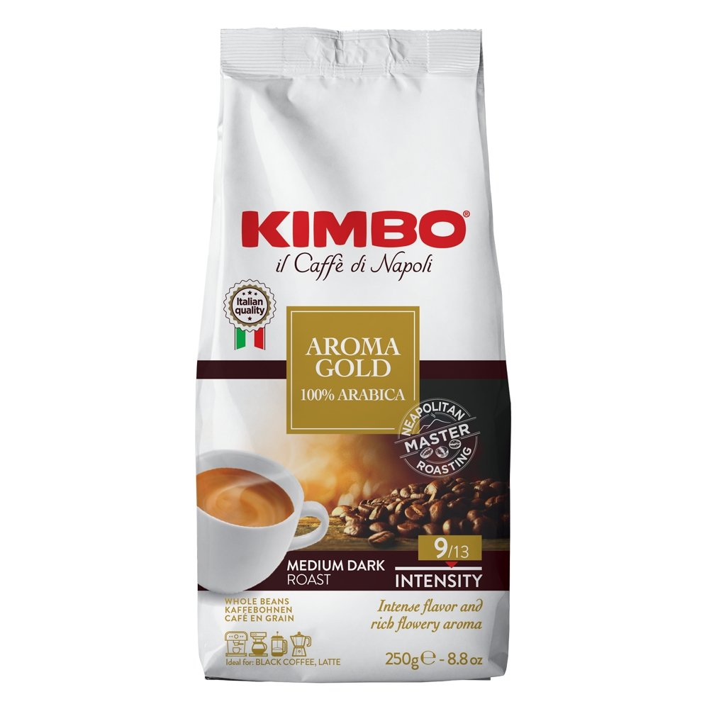 Kimbo Espresso Gold 100% Arabica Coffee Beans 250g - Stafco Coffee
